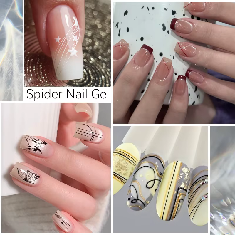 LILYCUTE 8ml blanc noir argent araignée Gel pour ongles naturel foncé Flashy dessin peinture UV Gel vernis