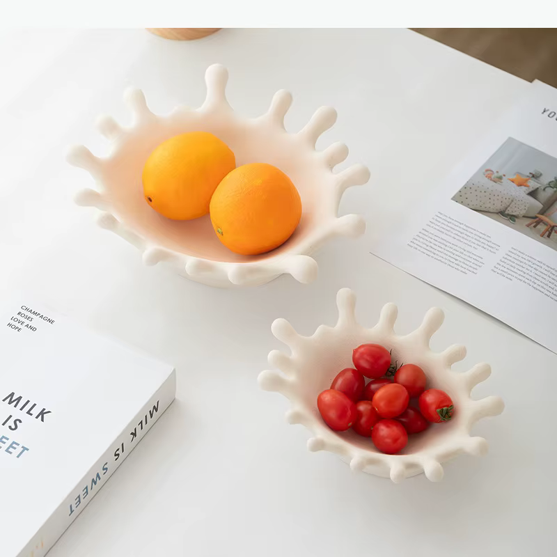 Plateau à fruits en céramique en forme de couronne, plateau créatif pour collations et bonbons, plateau de rangement, plateaux à fruits secs, corbeille à fruits, vaisselle de table domestique