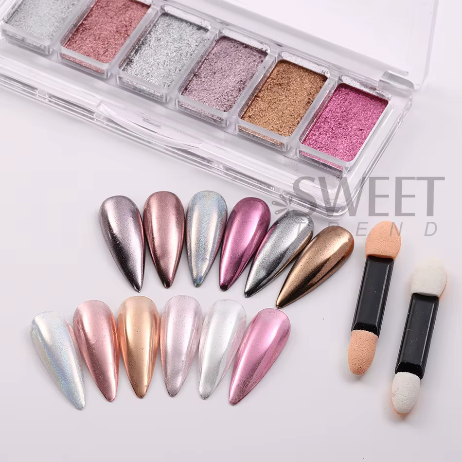 Poudre à ongles chromée 6 couleurs