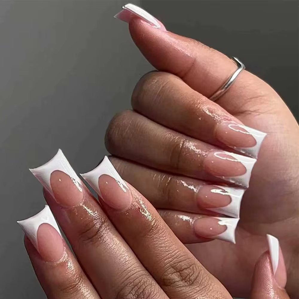 144 pièces ongles de canard élégance Simple et classique blanc français