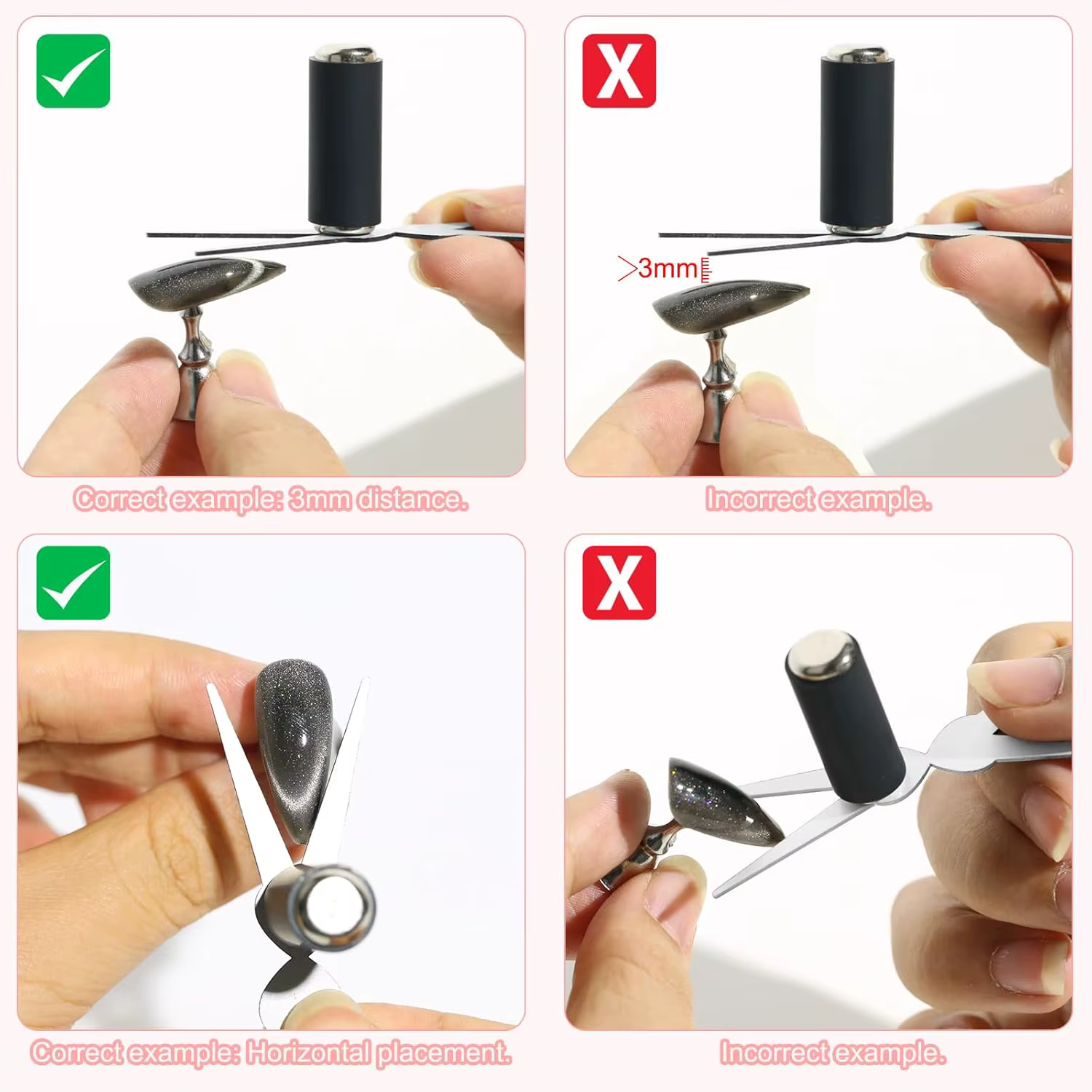 Aimant pour ongles à Double tête