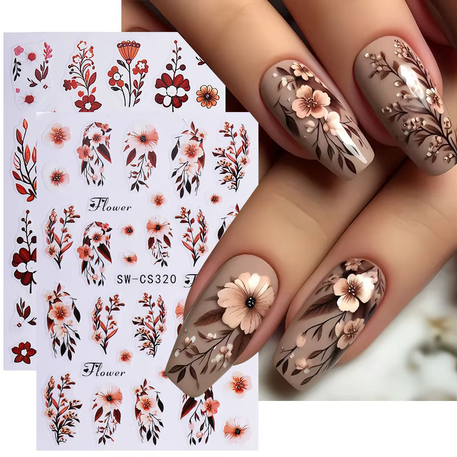 Autocollants pour ongles en feuille d'érable d'automne
