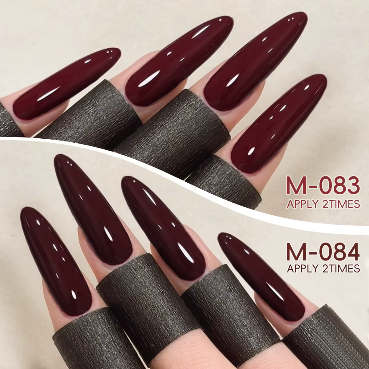 Vernis à ongles Gel rouge vin et rouge aubépine