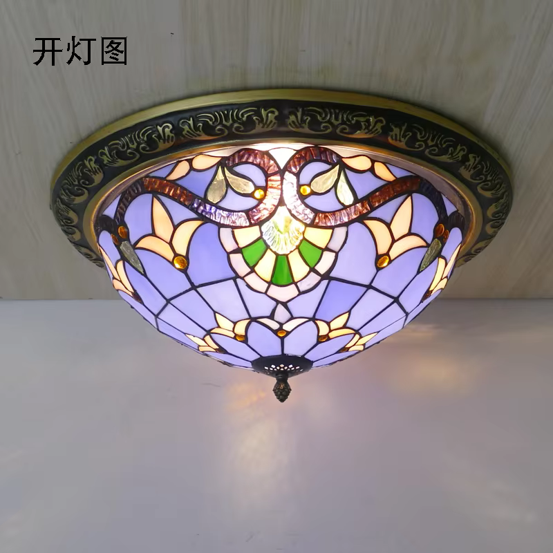 Plafonnier en verre coloré Tiffany, style américain rétro, pour chambre à coucher, bureau, hall d'entrée, balcon, lampe de décoration intérieure, luminaires