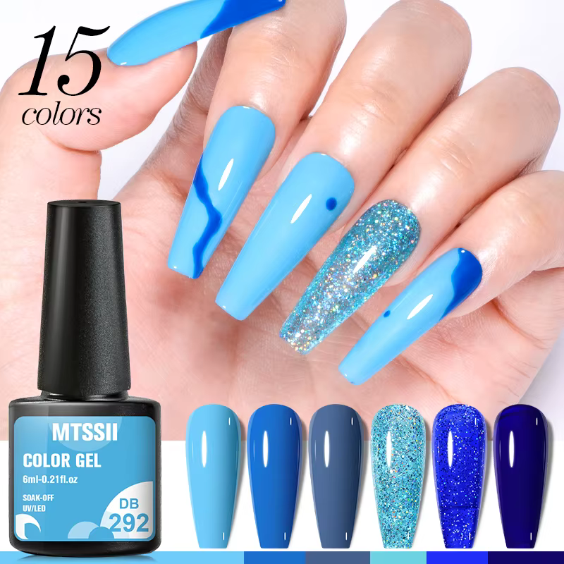 Verhéritage à Ongles Gel Semi-Continu Bleu Vif