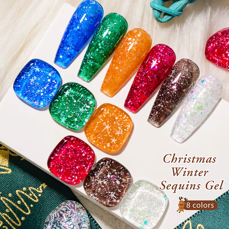 Verhéritage à Ongles en Gel à Paillettes Brillantes de Noël