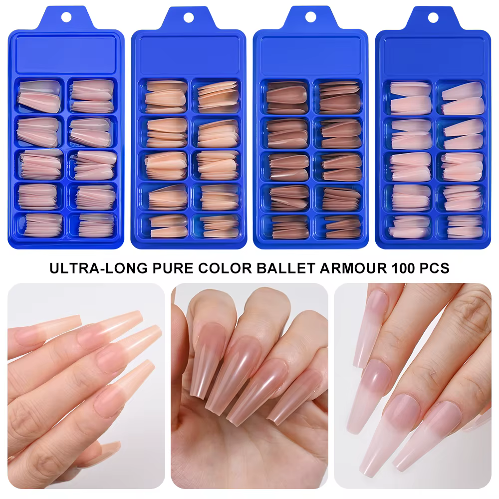 100 faux ongles cercueil à couverture complète