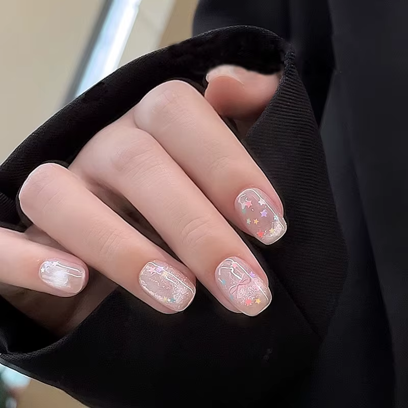 Paillettes pour ongles couleur Macaron en forme d'étoile