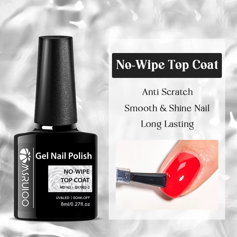 Lot de 2 vernis à ongles semi-permanents 8ml : Base Gel et Top Coat sans résidu
