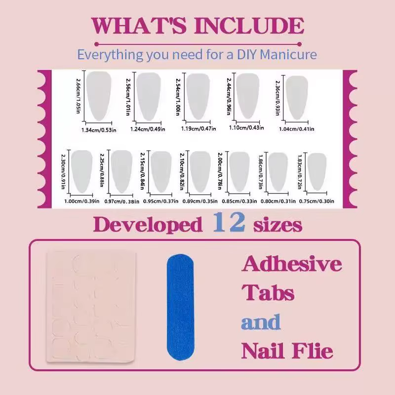 24 faux ongles à presser