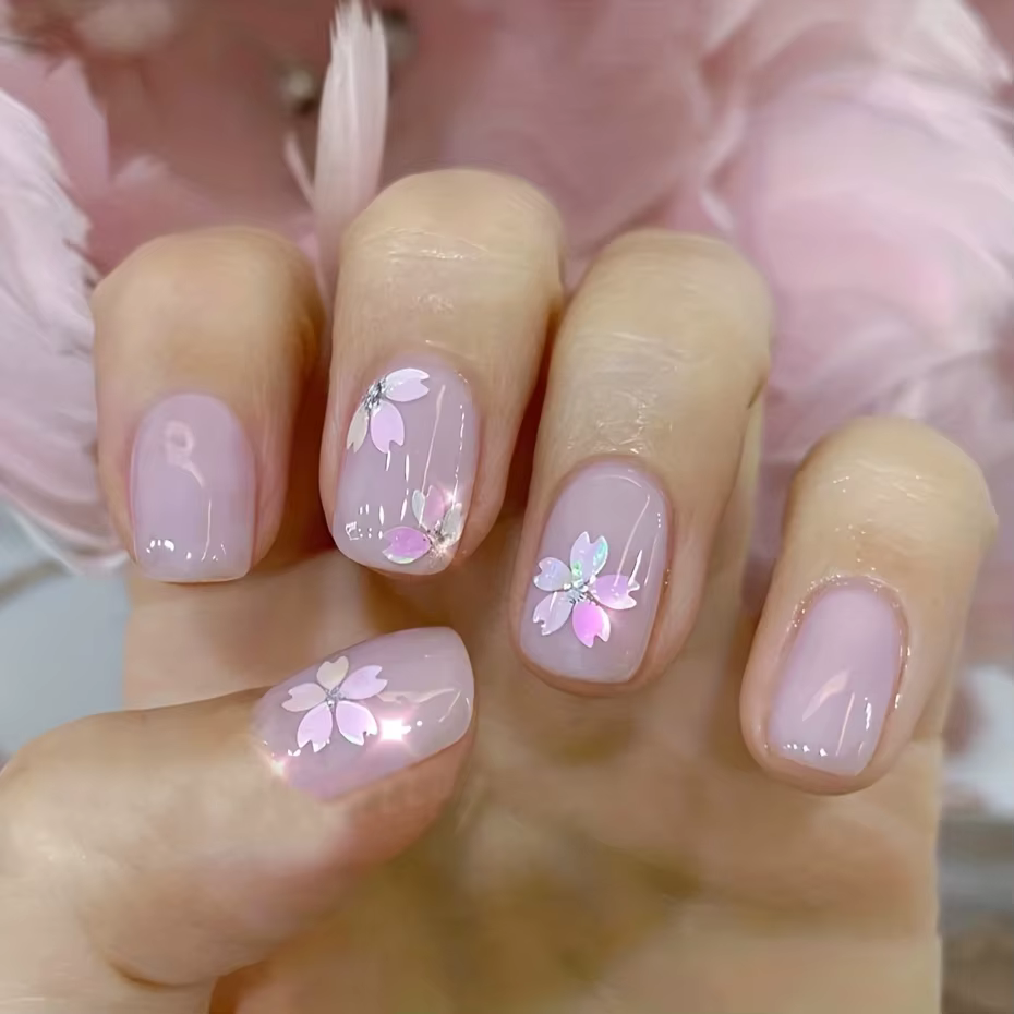 Autocollant Laser 3D fleur Sakura pour ongles