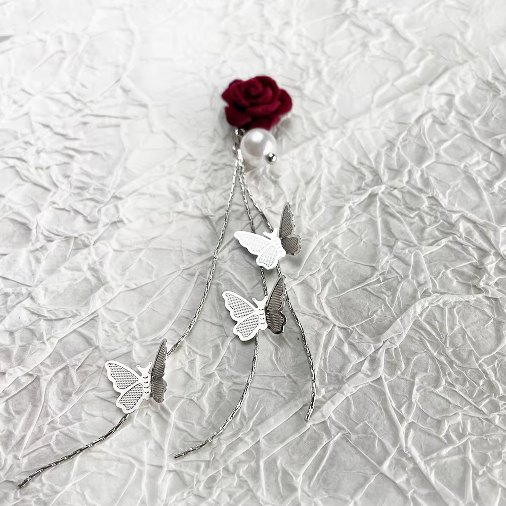-Lord Rose-bijoux pour ongles chics, chaînes de fleurs en velours rouge, pendentifs, Niche Palace Court Vibe papillon, breloques en Gel UV, DIY, 404arts