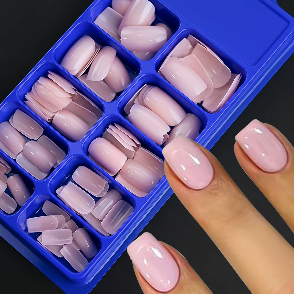 Faux Ongles Courts et Carrés Réutilisables