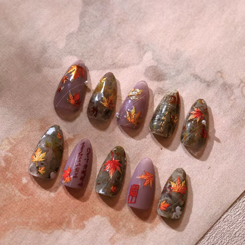 5D Relief brillant gelée dorée automne feuille d'érable histoire adhésif Nail Art autocollants décalcomanies manucure magnifiques ornements fournisseur