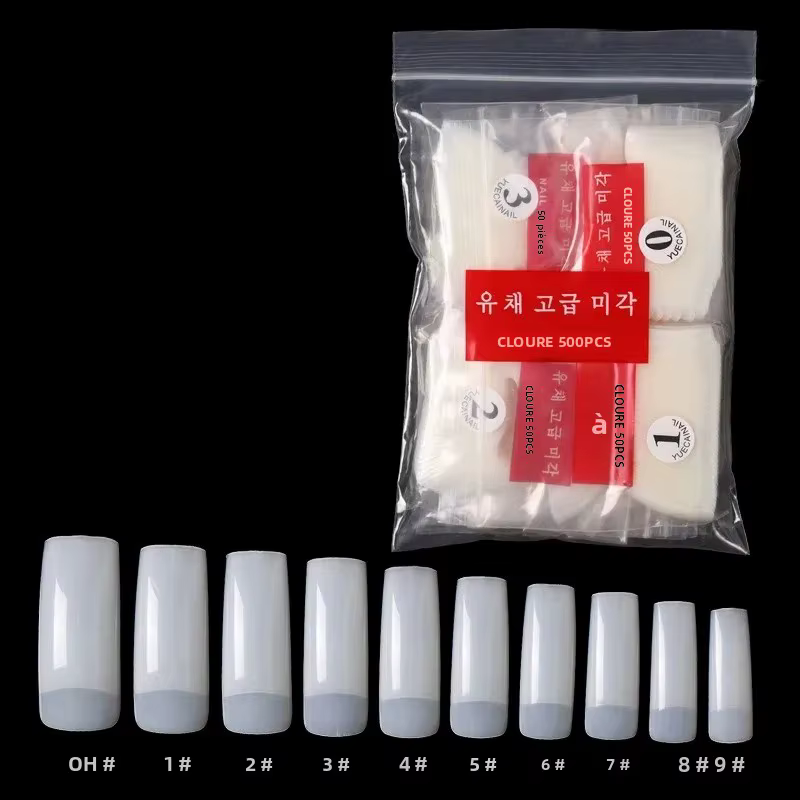 Lot de 500 faux ongles français à couverture complète naturelle