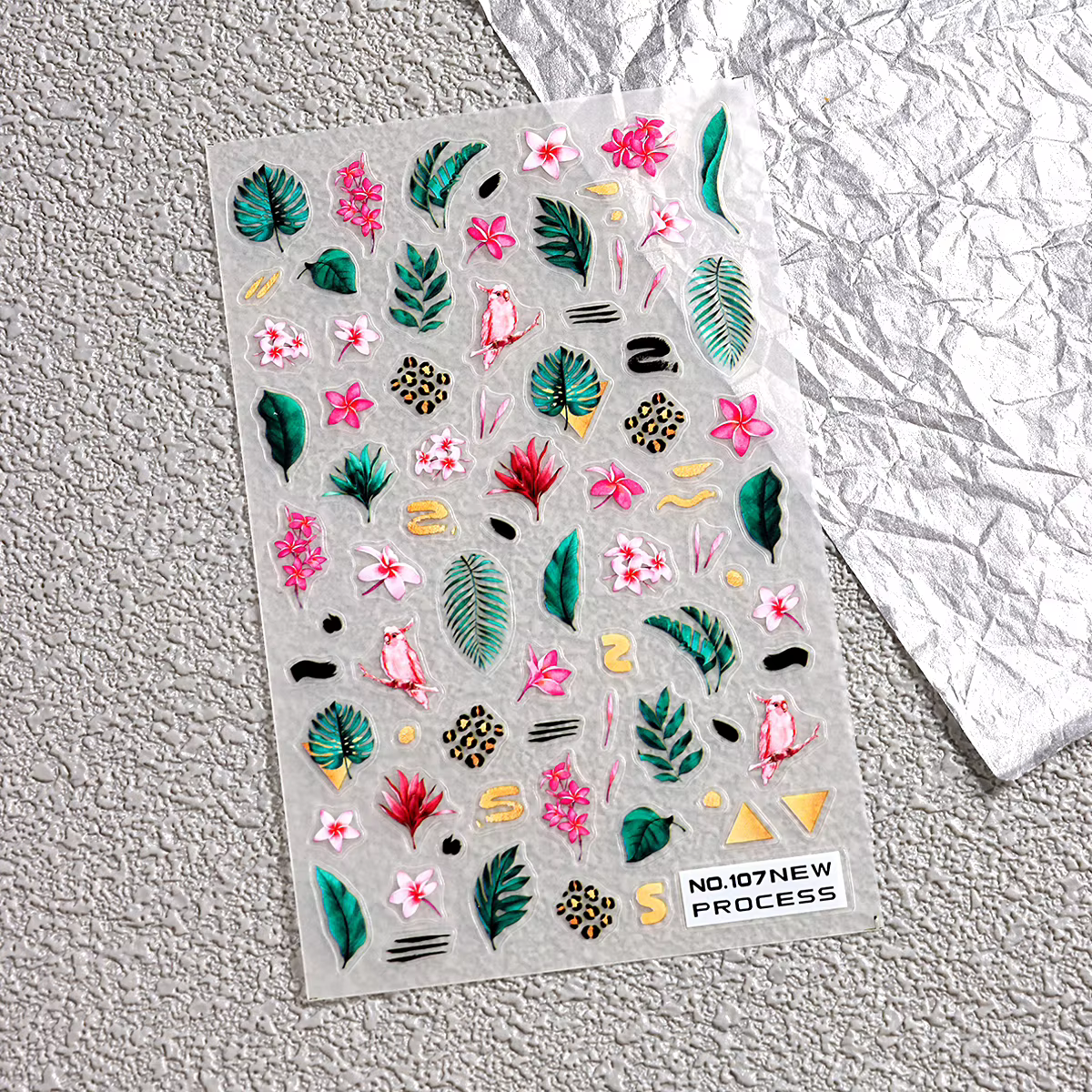 Autocollants pour ongles en forme de feuilles de palmier vertes