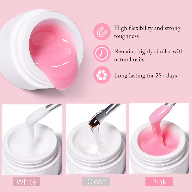 Nouveau Gel d'Extension d'Ongles 6-en-1 15ML Transparent Gel Constructeur Rapide Semi-Permanent Auto-nivelant UV Soak Off