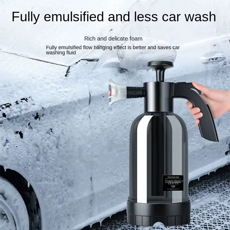 Canon à mousse pneumatique manuel 2L avec pompe manuelle et 3 buses, flacon pulvérisateur pour lavage de voiture et nettoyage des surfaces vitrées