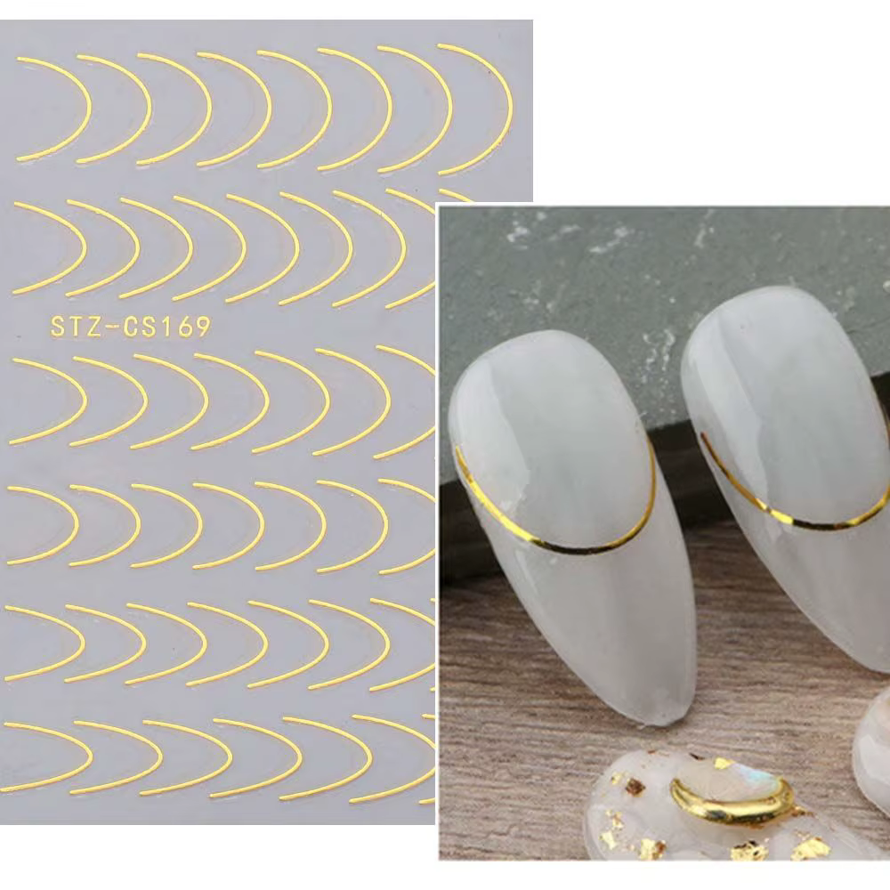 Feuilles Autocollantes à Motif Géométrique de Style Français pour Ongles