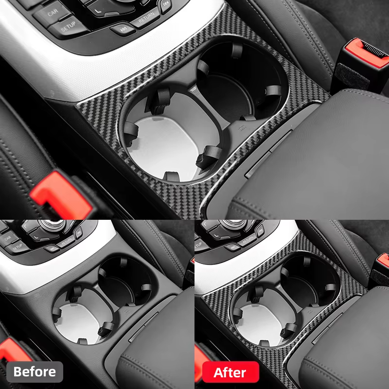 Accessoires pour Audi Q5 2010-2017, modification en fibre de carbone, panneau de porte-gobelets intérieur, couverture, garniture, autocollant, cadre décoratif