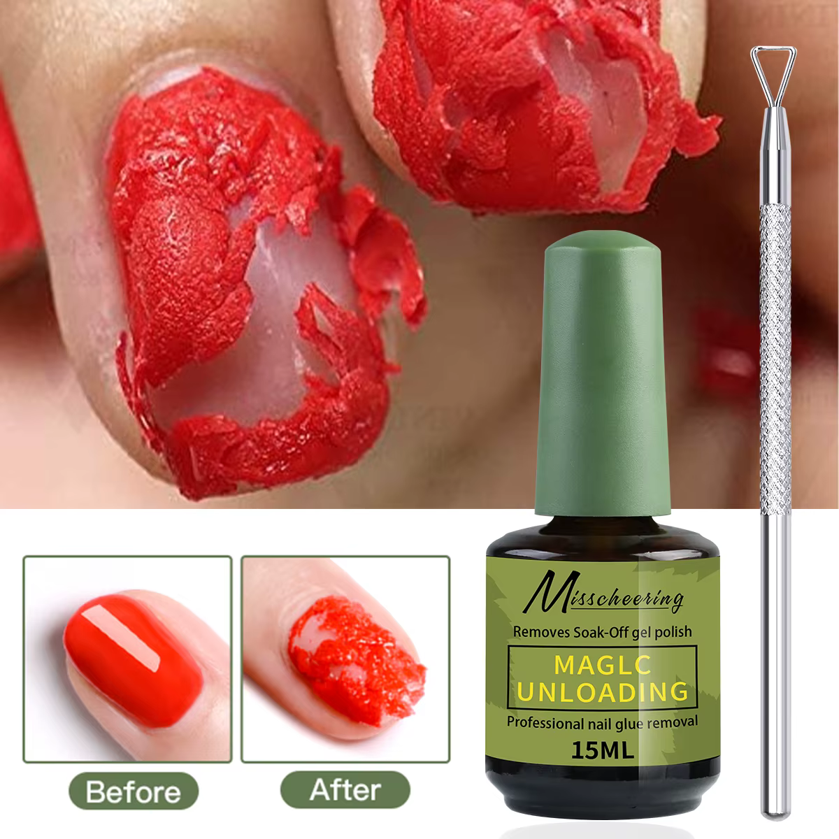 Ensemble de 1/2 pièces de dissolvant magique pour ongles avec outil de retrait