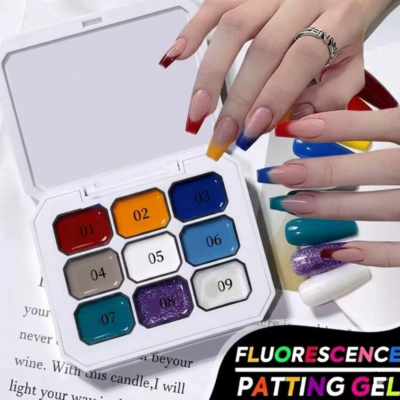 Gel solide dégradé bleu neuf couleurs pour nail art