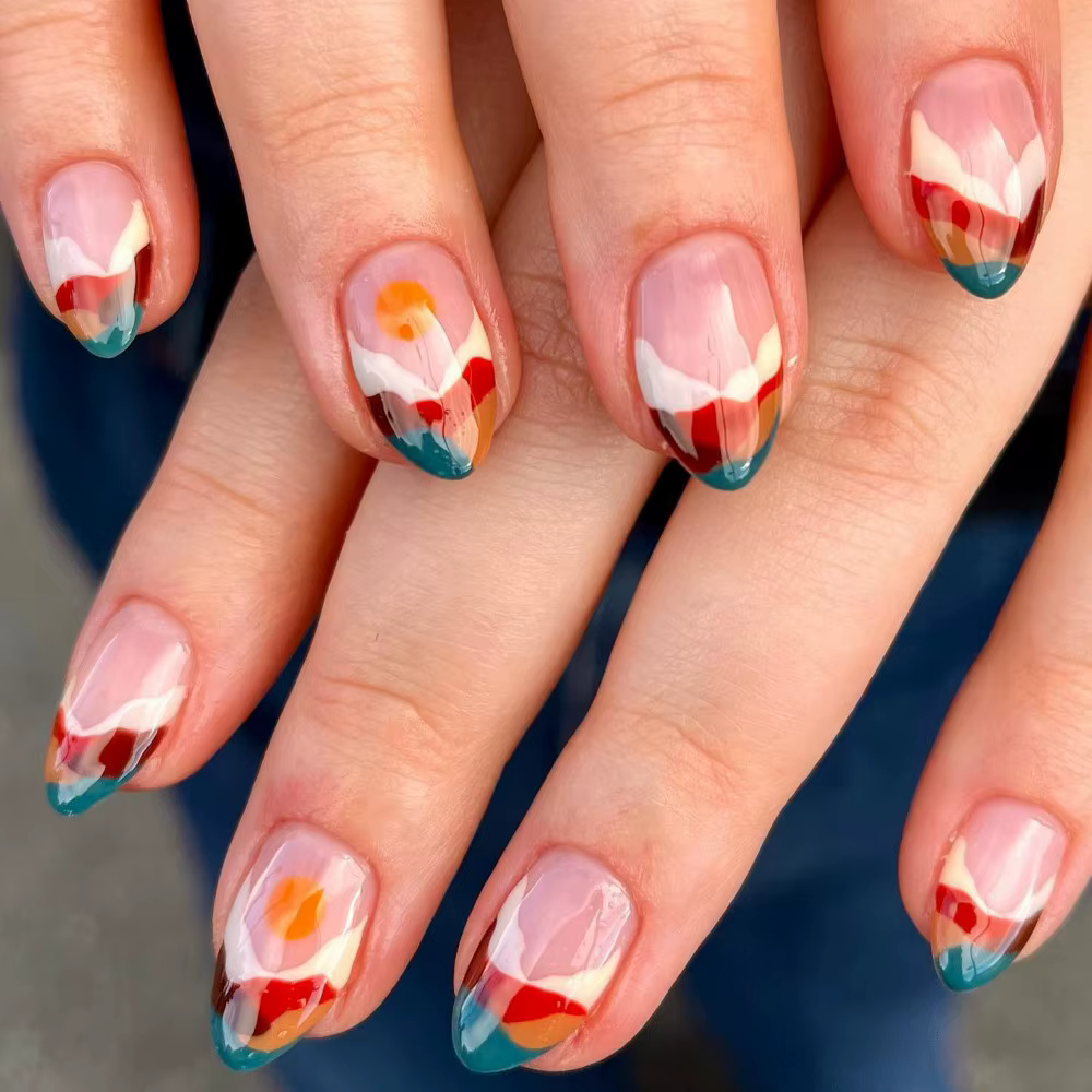 24 pièces/ensemble Faux ongles à presser forme amande couleur unie simple