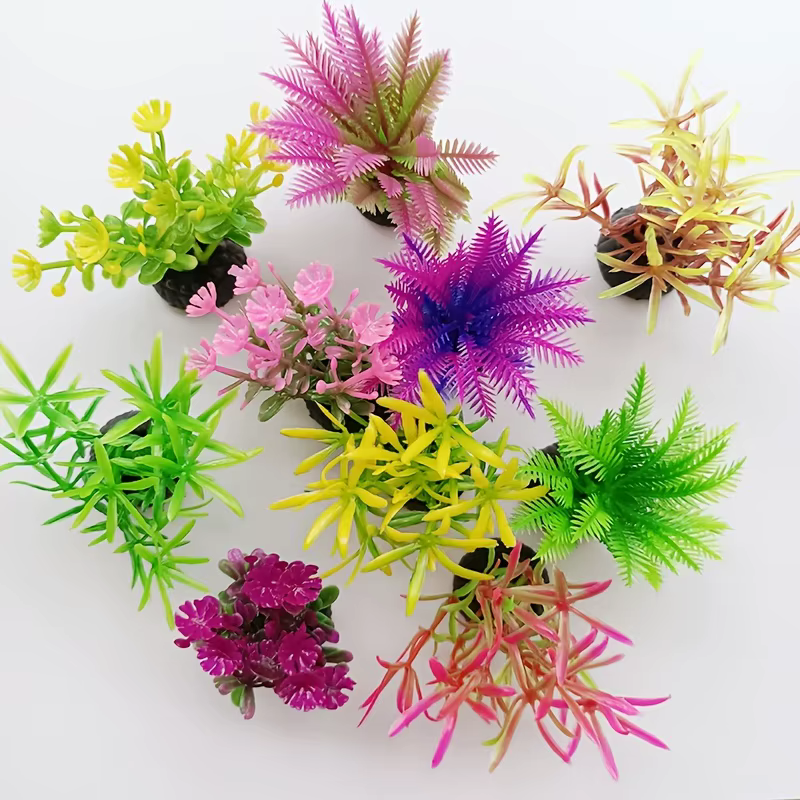 Plantes d'aquarium artificielles Abropérer Seed Vibrant, poissons divers et réalistes, décor incité précieux, 10 pièces