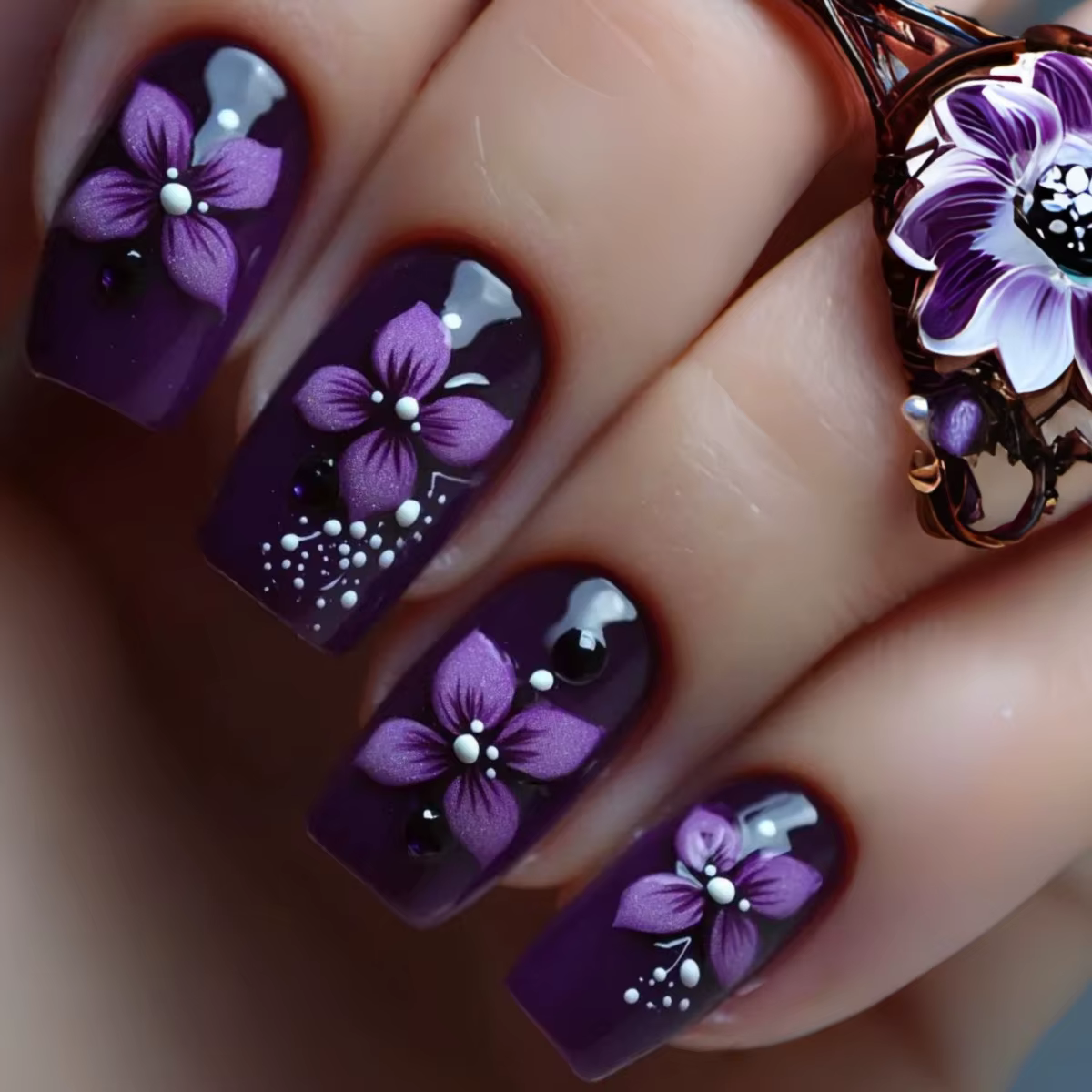 Faux ongles carrés moyens pour femmes et filles