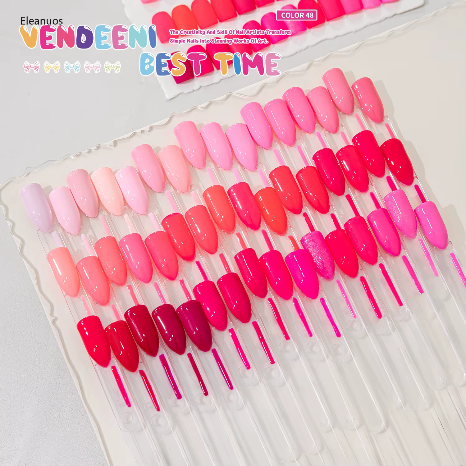 Eleanuos 48 Couleurs Gel Vernis à Ongles Magenta Rouge Maille Populaire Saturé Blanchissant Gel de Trempage Facile à