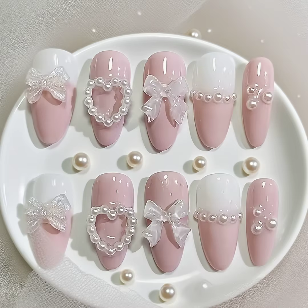 10 faux ongles en organza 3D