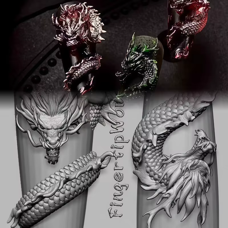 Nouveau moule à ongles 3D en silicone Dragon King
