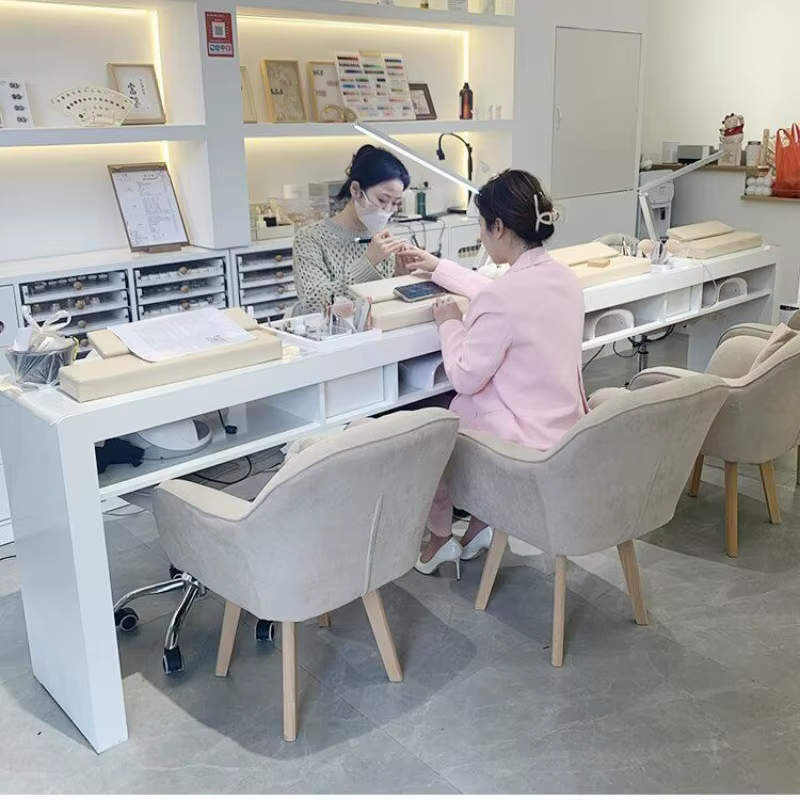 Poste de travail pour femmes, support de bureau pour ongles, accoudoir, aspirateur, organisateur de maquillage, bureau à ongles, Design de luxe, meubles de manucure Mesa Para