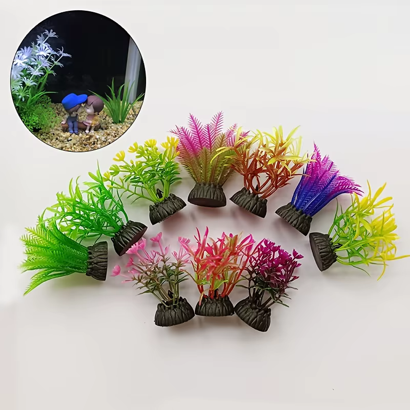Plantes d'aquarium artificielles Abropérer Seed Vibrant, poissons divers et réalistes, décor incité précieux, 10 pièces