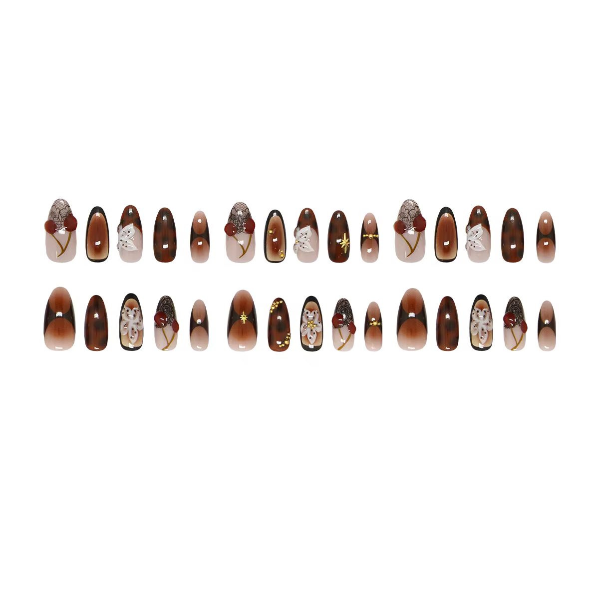 Faux ongles amande marron effet ombre