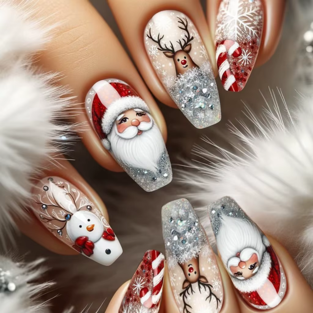 Faux ongles mi-longs pour fête de noël