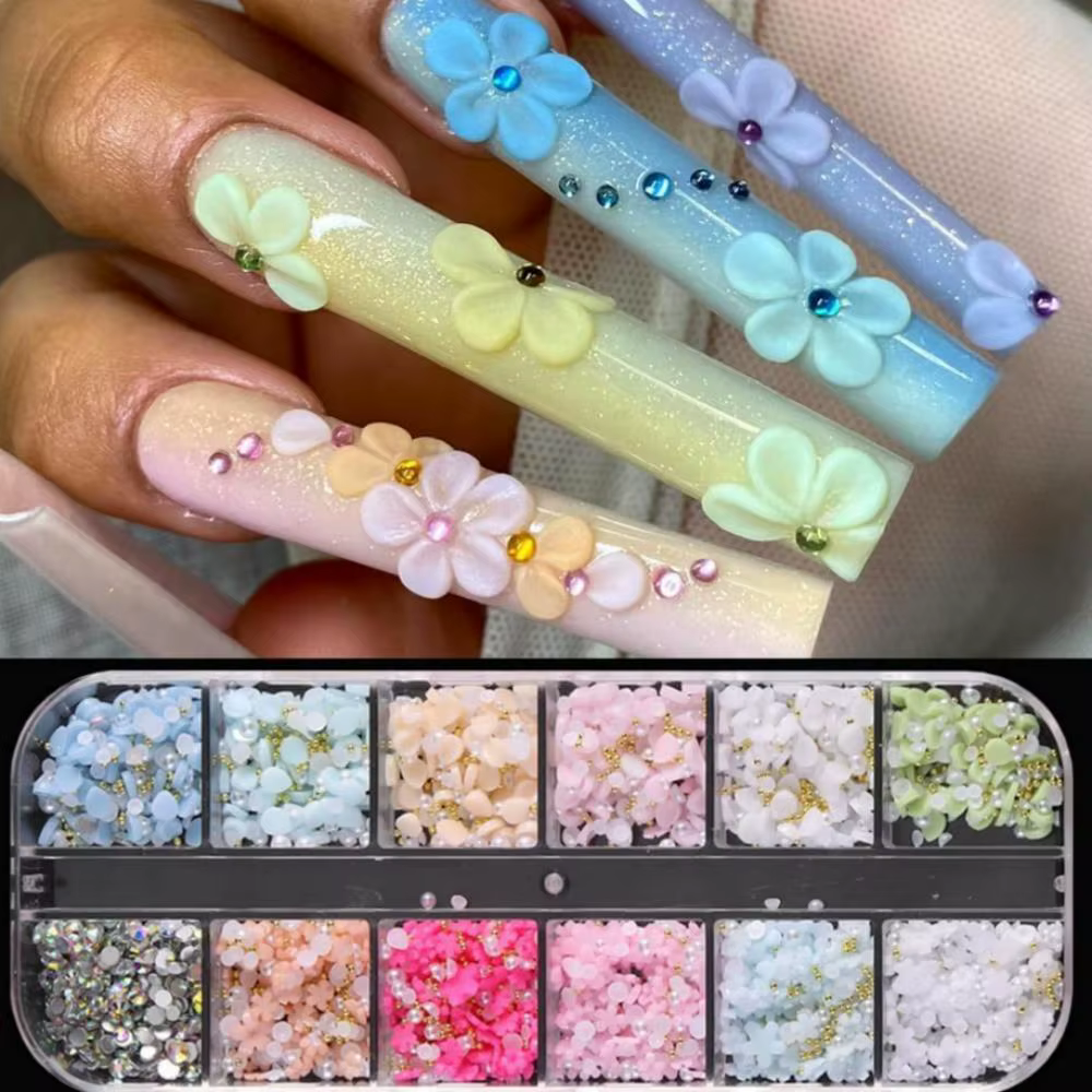 12 Grilles de Breloques pour Ongles Macaron Pastel