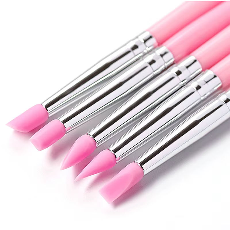 Lot de 5 outils professionnels de manucure DIY : pinceau à ongles en silicone