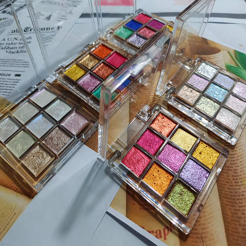 9 couleurs ongles couleur Pure Pigment Aurora Pearl Nail Art aquarelle métal Palette peinture Chrome caméléon poudre