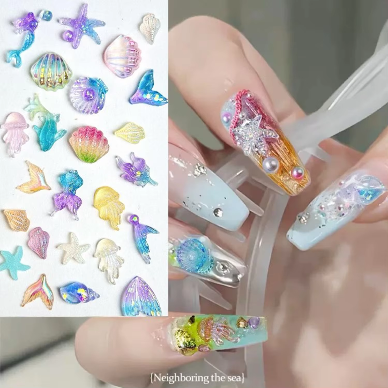 50/100 pièces créer une perle d'ongle de coquille de simulation 3D