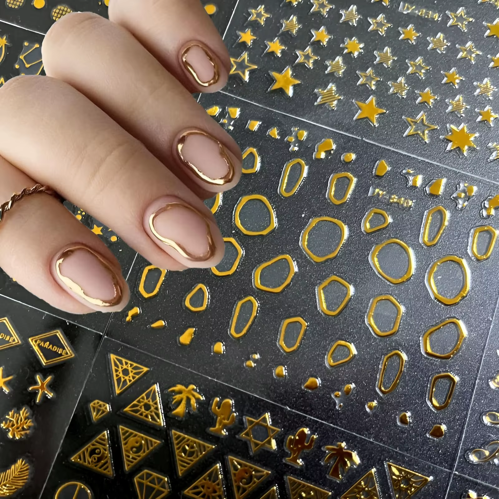 Autocollants pour ongles en or