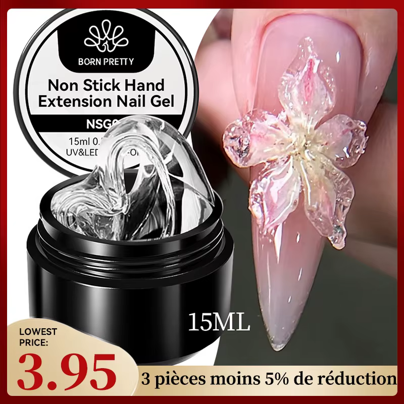 BORN PRETTY 15ml Gel d'extension de main antiadhésif transparent 3D façonnage sculpture Nail Art Gel dur solide