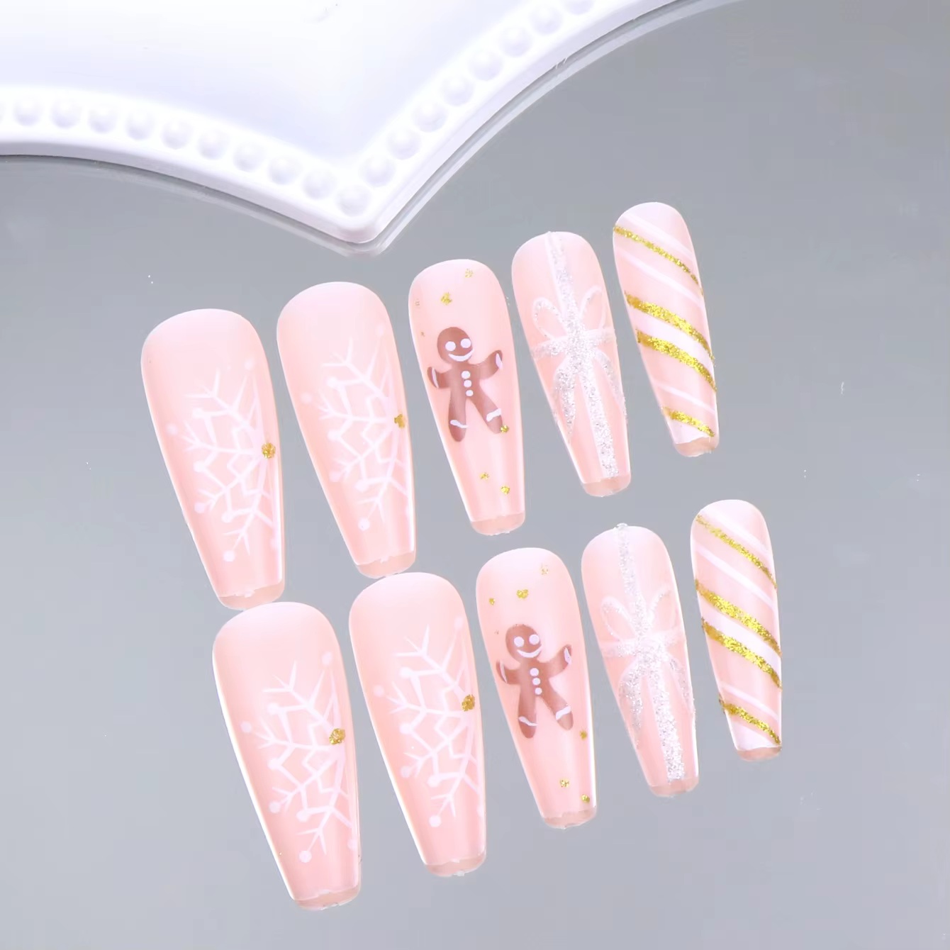 24 pièces faux ongles rectangulaires