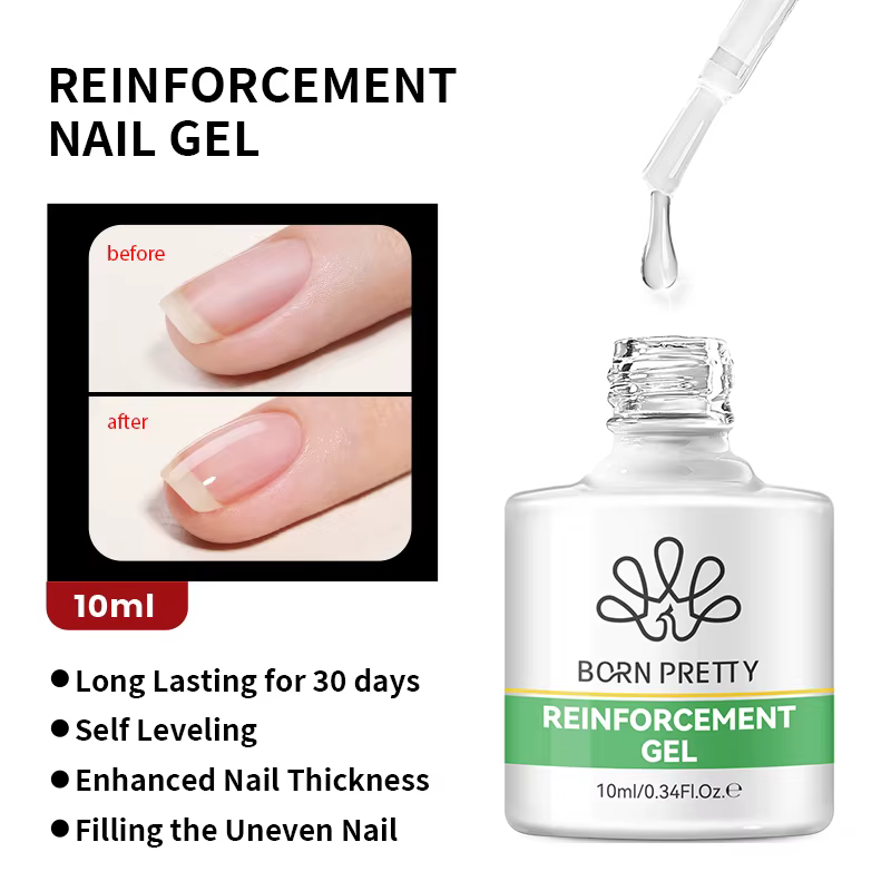 BORN PRETTY 10ml fonction Gel Base Gel couche de finition Gel de caoutchouc Gel de renfort pour ongles outils tremper
