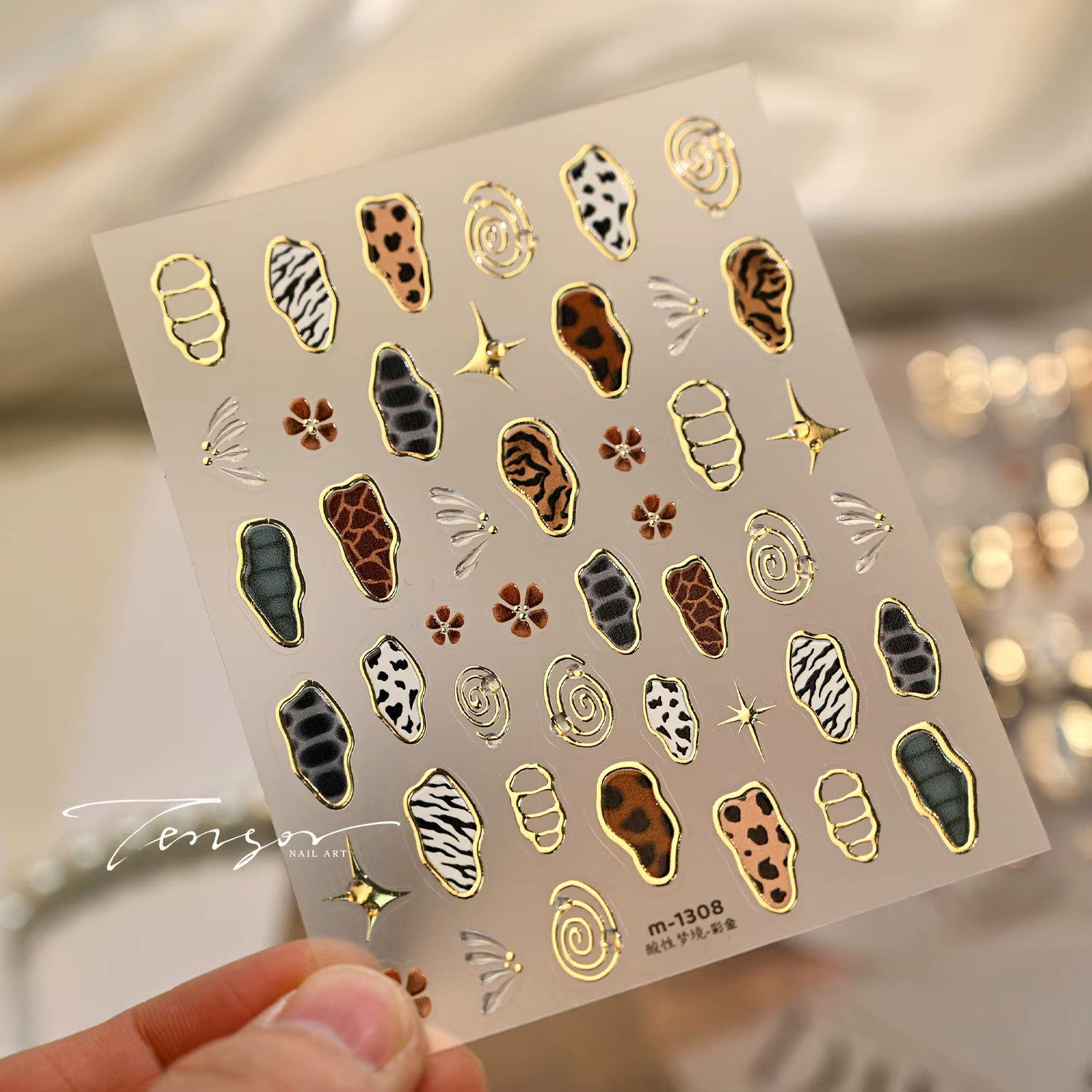 Autocollants pour ongles à motif animal rétro