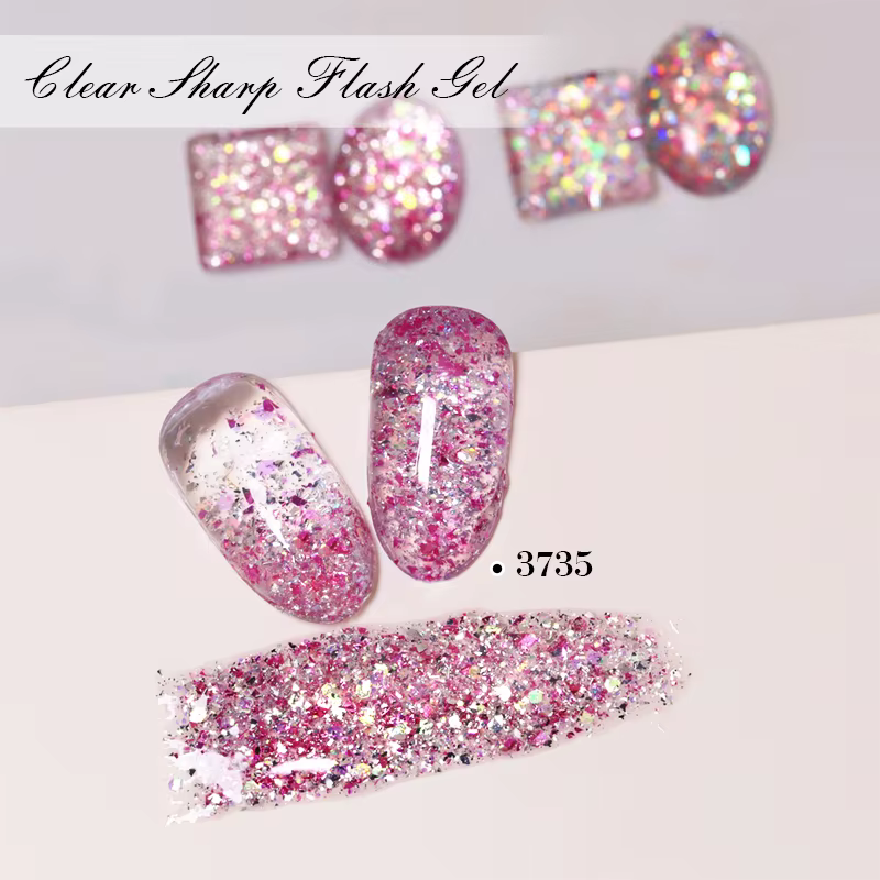 Ibdgel 15g Gel à ongles pailleté transparent, gel flash éclatant, vernis semi-permanent UV, gel pour nail art
