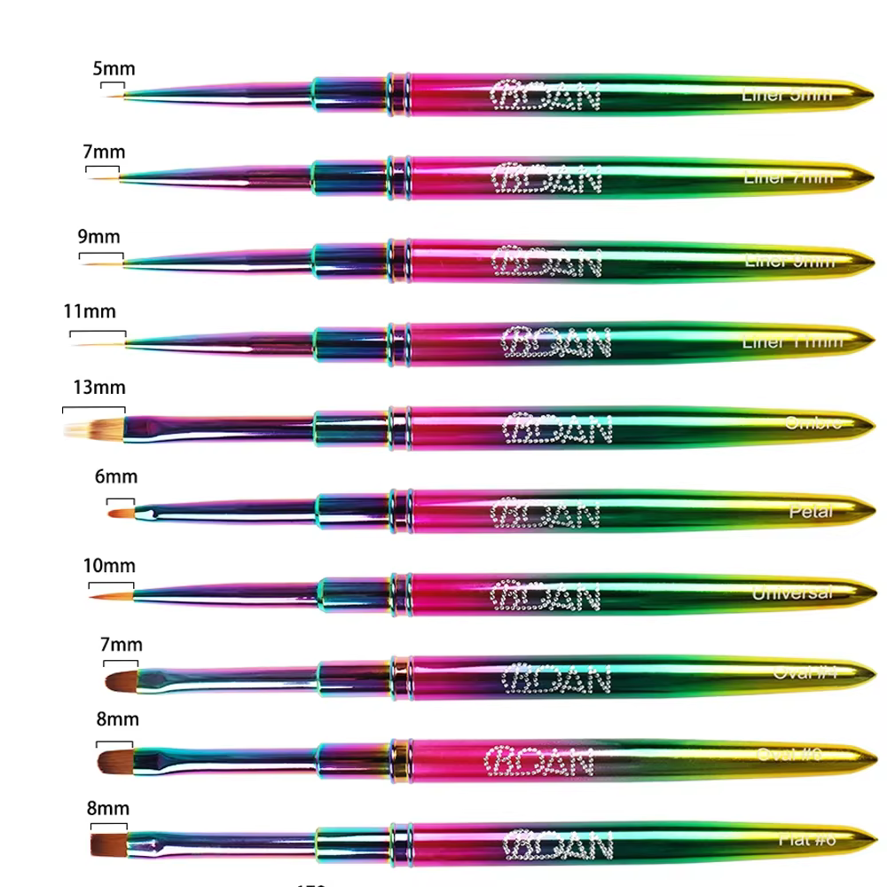 BQAN 10 styles de pinceaux pour nail art à effet dégradé étoilé