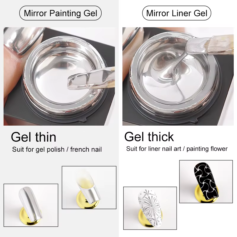 AS 5ml argent métallique peinture Liner Gel vernis Super brillant miroir Gel