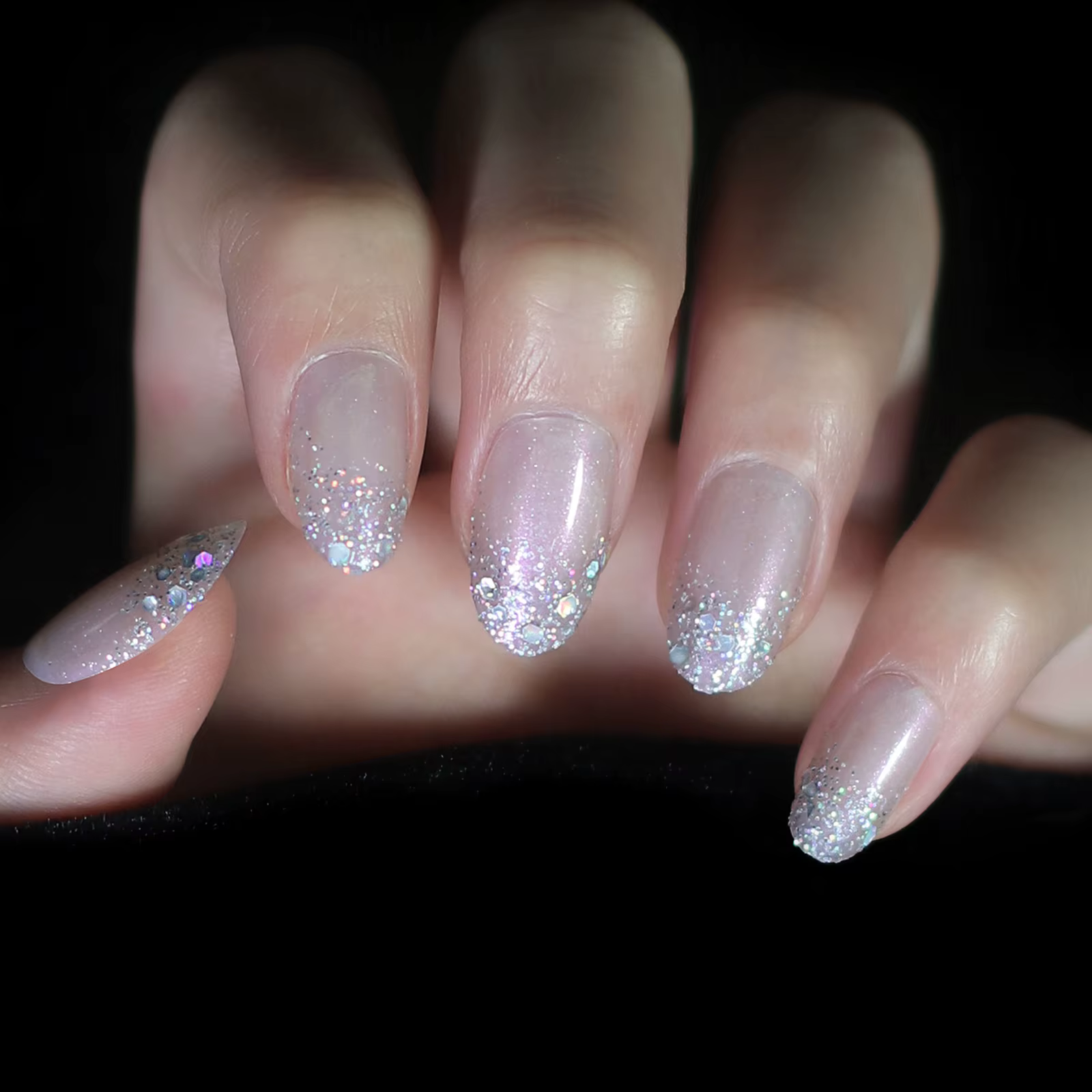 Faux ongles holographiques de forme narpour femme