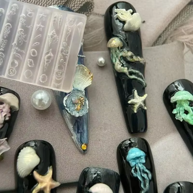 Moule à ongles 3D en Silicone série océan